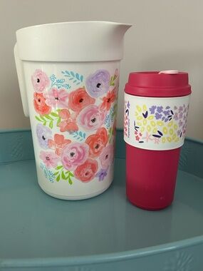 TUPPERWARE Art of Spring Pitcher & Flirty Floral ECO To- go Cup